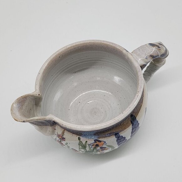 Vintage Hull Handmade Ceramic Creamer or Gravy Boat With Floral Design - Picture 3 of 8